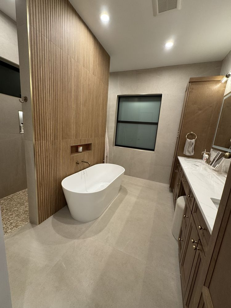 Luxury spa bathroom remodel by Tile Unlimited in North Port, FL